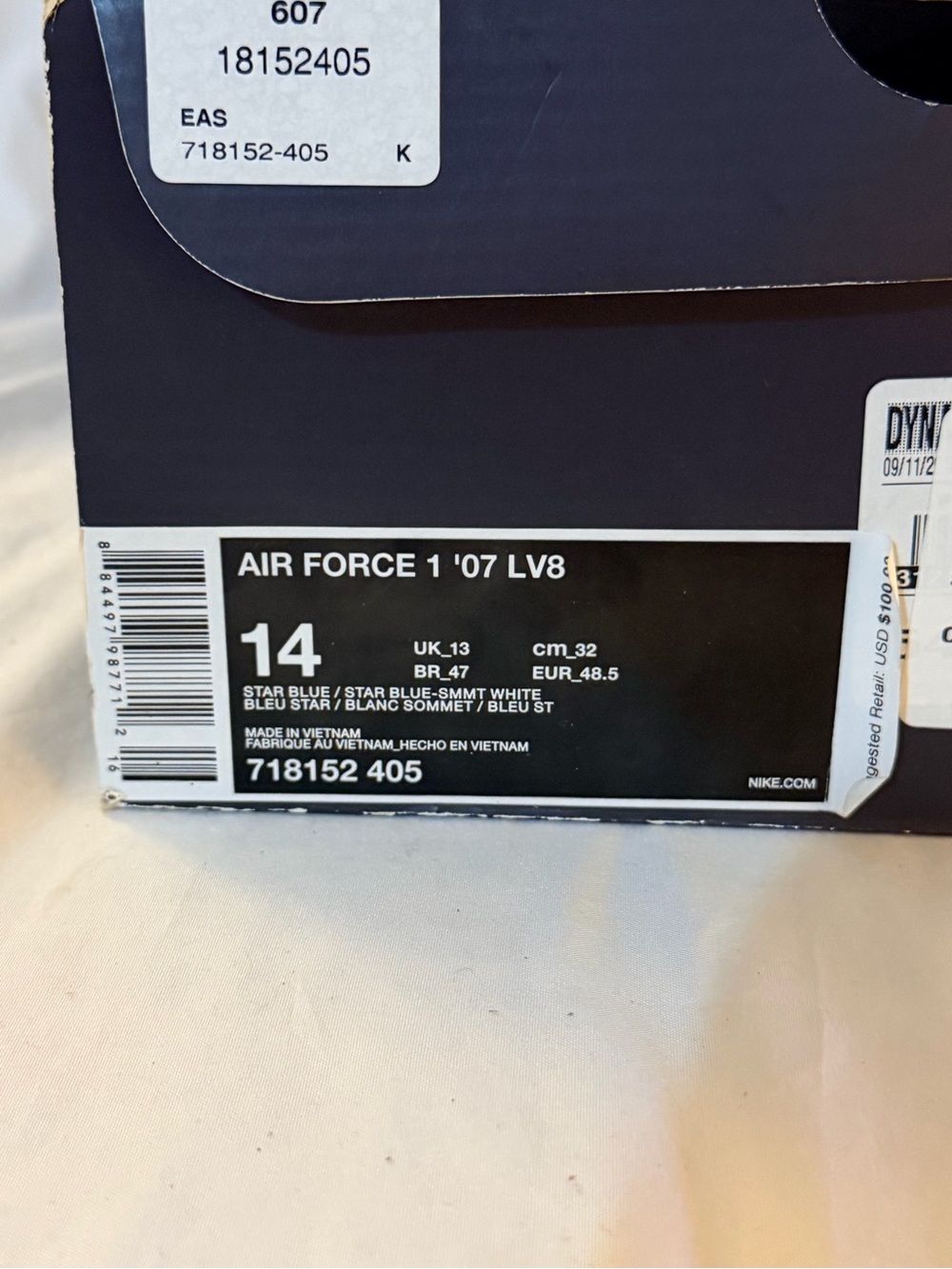 Rare Nike Air Force 1 ‘07 LV8 “Star Blue” Men’s Sneakers Size 14 - Picture 6 of 7